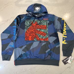 Members Only NEW Keith Haring Mens Large Hoodie Sweatshirt Dog Heart Art to Wear